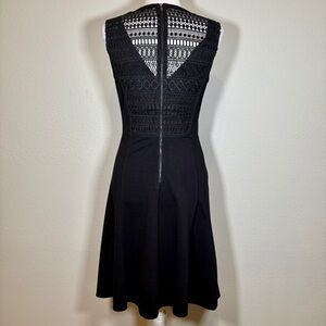 Kobi Halperin Black A-Line Knit Dress with Lace Detail Size 6